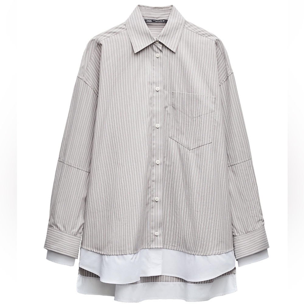 ZARA double cuff oversized poplin shirt